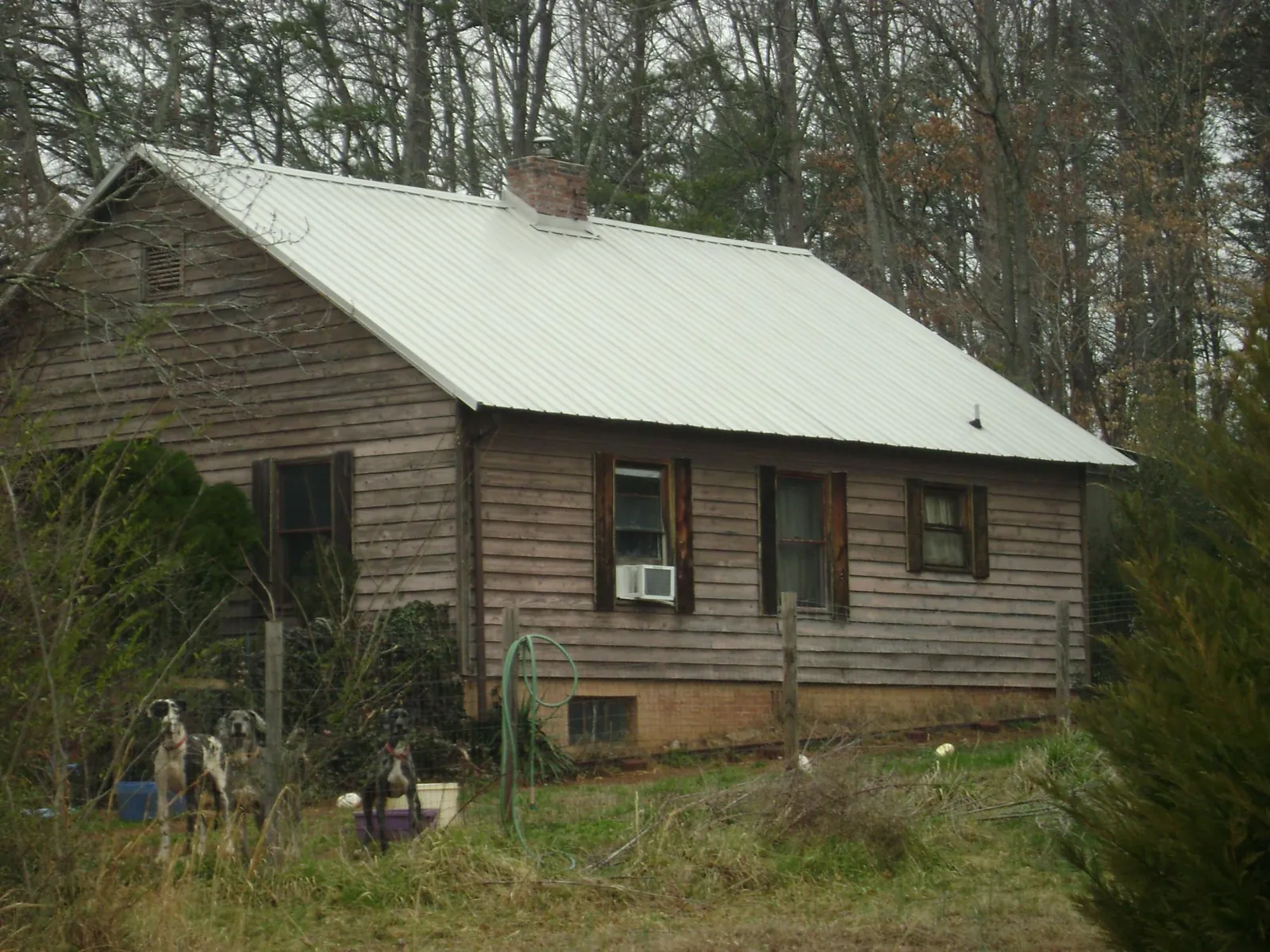 White metal roof on an old wood sided farmhouse, from a Asphalt Shingle Roof Repair job in Newton